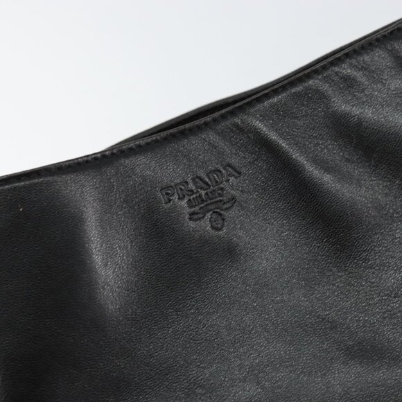 Authentic PRADA Chain Shoulder Bag Leather Black - Picture 2 of 16